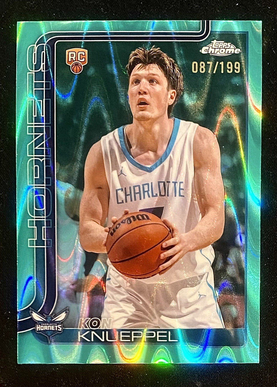 2025-26 Topps Chrome Kon Knueppel RC Aqua RayWave Refractor /199 Color Match 254
