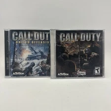 Call of Duty & United Offensive Expansion Pack PC Game set of 2 2005 COD