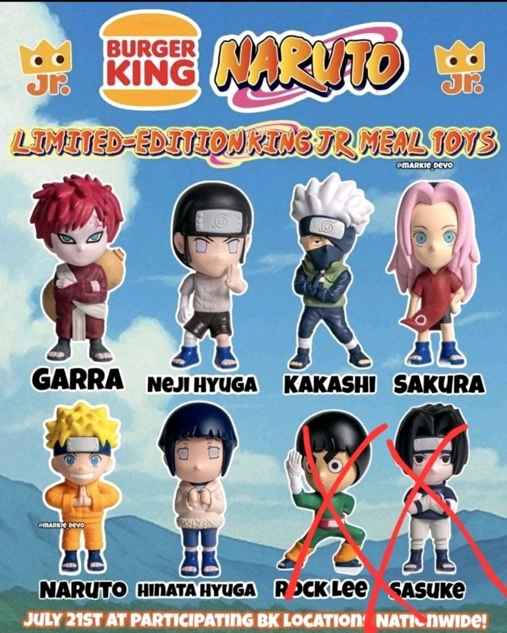Juguetes de comida para niños Naruto Burger King, sellados, nuevos (se venden por separado) sin Lee/Sasuke
