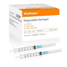 100 Pack 3ml with 23Ga 1inch Lab Supplies, Disposable Syringe Blue 