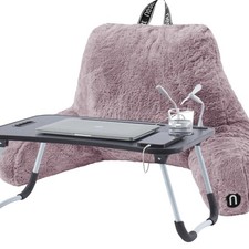 Nestl Fur Reading Pillow with Laptop Lap Desk, Stylish Back Pillow for Sittin...