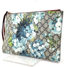 GUCCI Blooms Clutch Bag Purse Flower GG Blue Flora Authentic