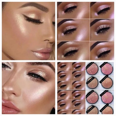  Bronzer 3 in 1 Shimmer Highlighter für Augen Wangen und Lippen + Pinsel und Spiegel.