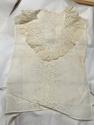 Antique Edwardian Embroidered Camisole Corset Cover Eyelet Lace Bib Top