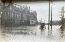 1908 Lincoln Ne Nebraska Flood ' Burlington Station RPPC Photo Postcard COPY