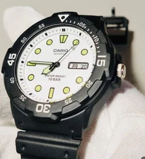 Casio MRW 200H Watch White Dial Black Band 10 Bar Water Resistant Timepiece