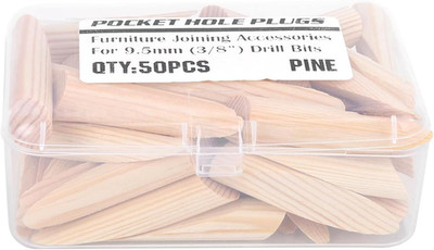 50 Stück Holz-Taschenlochstopfen Kiefernholzschrauben-Dübel-Kit Schrägbohrwerkze