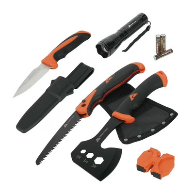 Ozark Trail 7-Piece Camping Multitool Set with Hammer, Axe, Flashlight, and Kniv