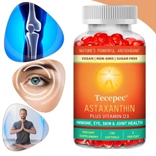 Astaxanthin 12 Mg Softgels Supports Eyes Skin Joints And Immune System 120count