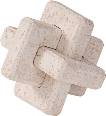 3-Link Knot Resin Travertine Decor: Boho Modern Rustic Table Shelf