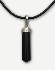 TURMALIN SCHÖRL KRISTALL SPITZE Edelsteinanhänger  925er Silber 25-35 +Lederband