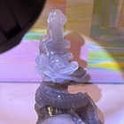 Gray Carved Crystal Figurine w/ Quartz Geode Sphere, approx 7 in — photo 6
