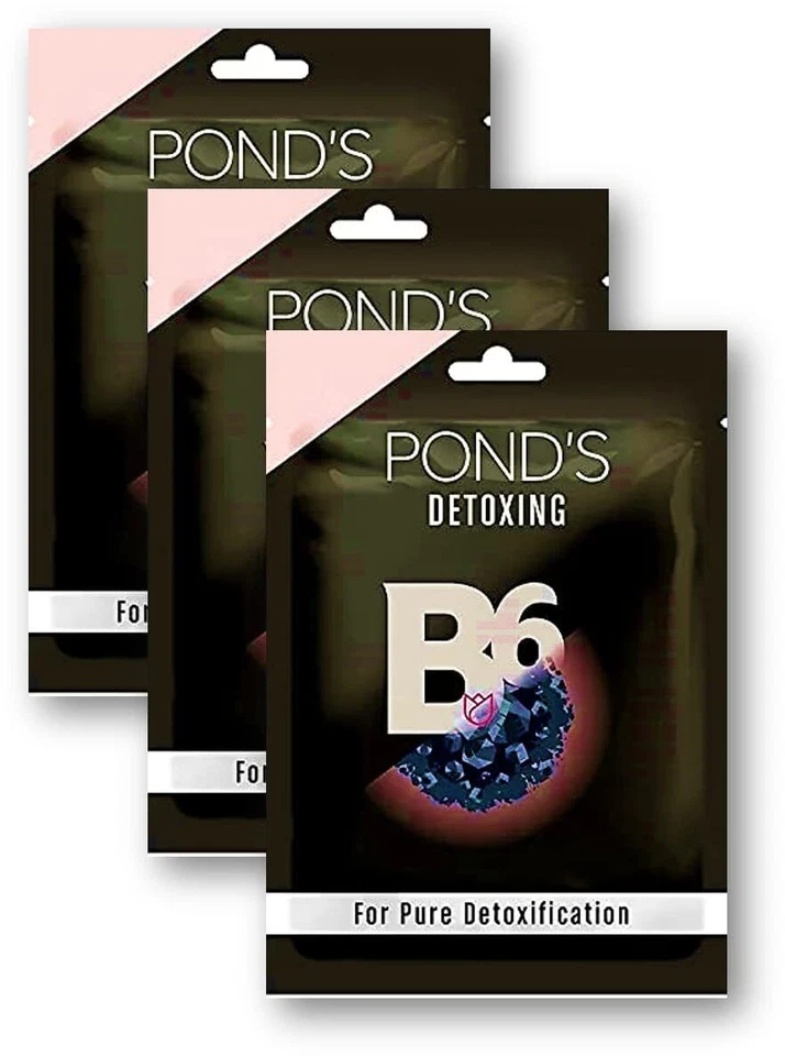 Pond's Vitamin Duo Sheet Mask Detoxing Vitamin B6 + Bamboo Charcoal Pack of 3 AU - Image 2 of 2