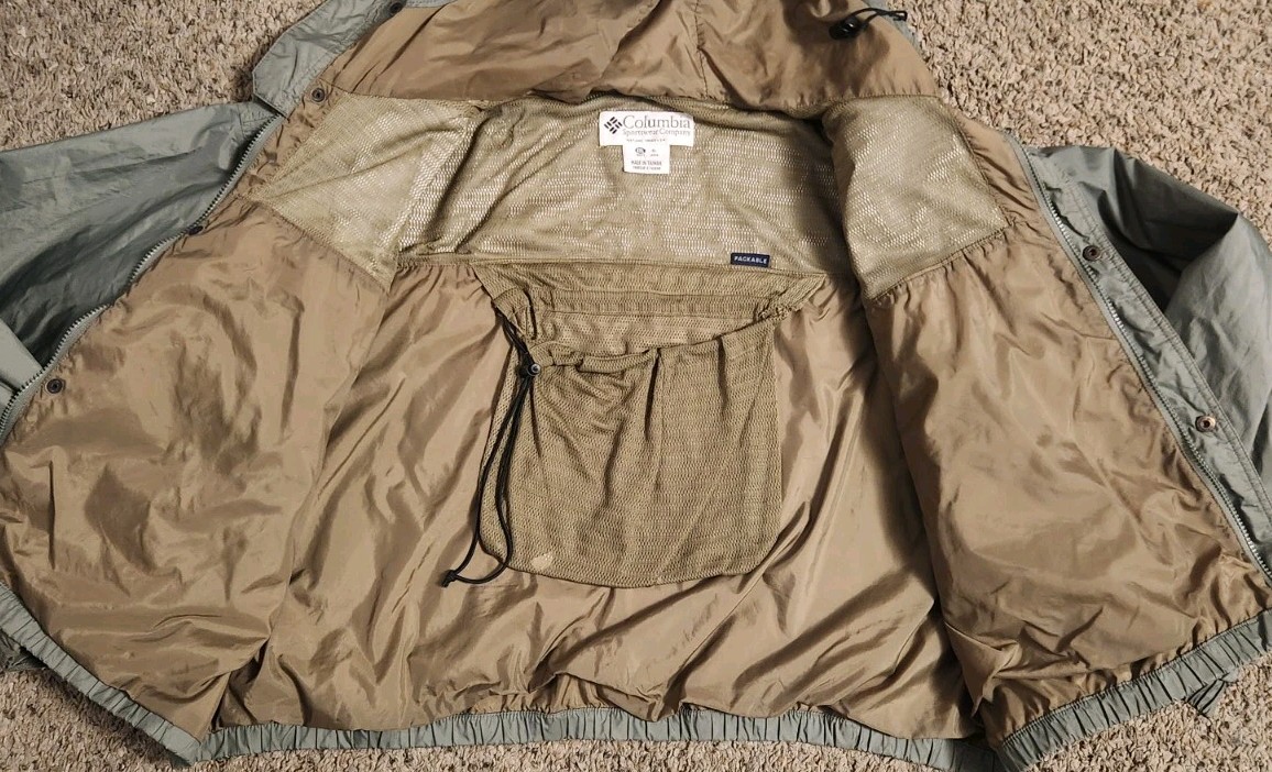 VINTAGE 90'S COLUMBIA WADING FLY FISHING PACKABLE HOODED JACKET XXL 2XL