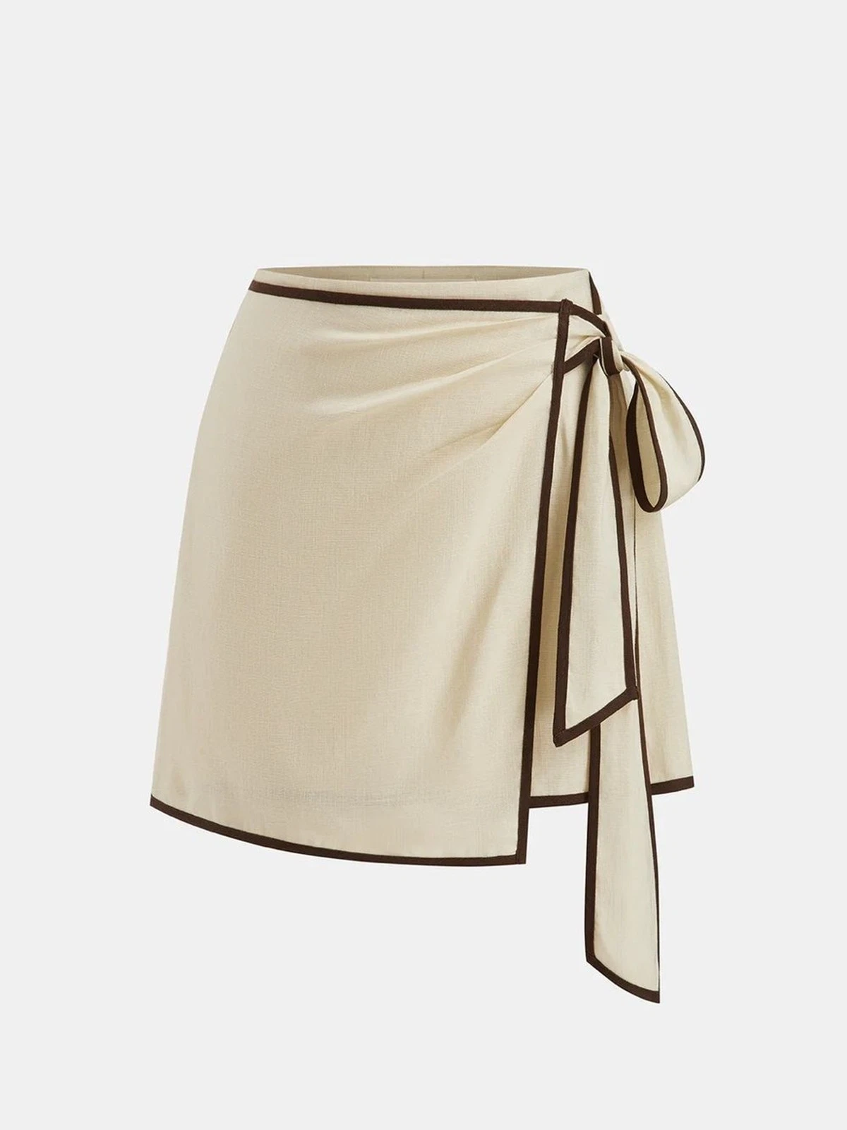 COMMENSE Contrast Piping Linen-Blend Wrap Mini Skirt - size XSmall
Opens in a new window or tab