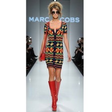 Marc by Marc Jacobs Dress Womens Size 4 Y2K Short Sleeve Mini Sweater Multi