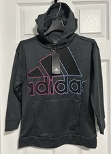 BNWT GIRLS ADIDAS SPORTSWEAR HOODIE DARK GRAY US SIZE SMALL S  7/8 