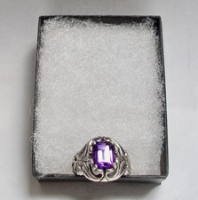 VINTAGE - STERLING SILVER - AMETHYST RING - .925 - SIZE 5 1/2