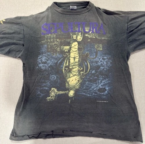 Sepultura Chaos AD Tour T Shirt L Blue Grape Eu 1990s vintage concert t-shirt, vintage, single stitch, B+ condition