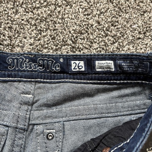 MISS ME Womens Denim Jeans Size 26 Signature Ankle Skinny New Embellished Bling - Picture 3 of 8
