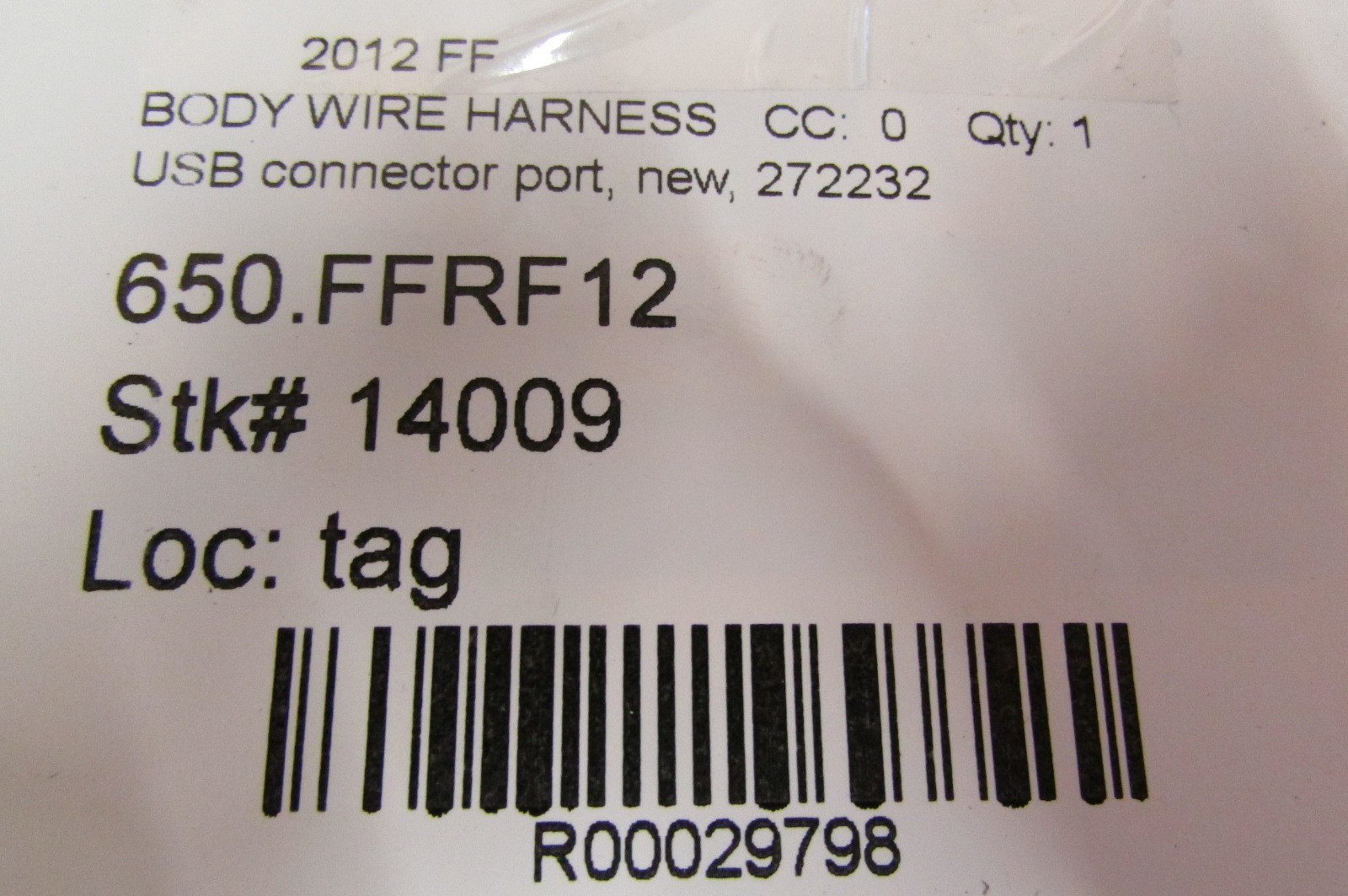Ferrari FF, USB Connector Port, New, P/N 272232