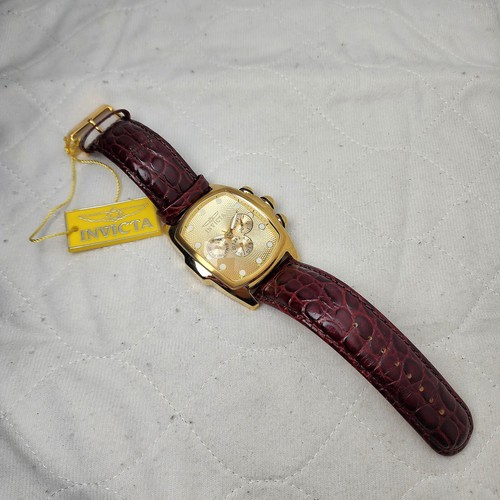 RARE INVICTA LUPAH 1028 SPECIAL EDITION QUARTZ GOLD FACE MEN'S WATCH NEW BATTERY - Picture 8 of 10