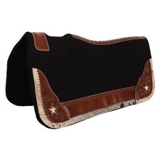 Almohadilla para silla de montar Showman 31" x 32" piel estrellada contorneada de fieltro negro para caballo