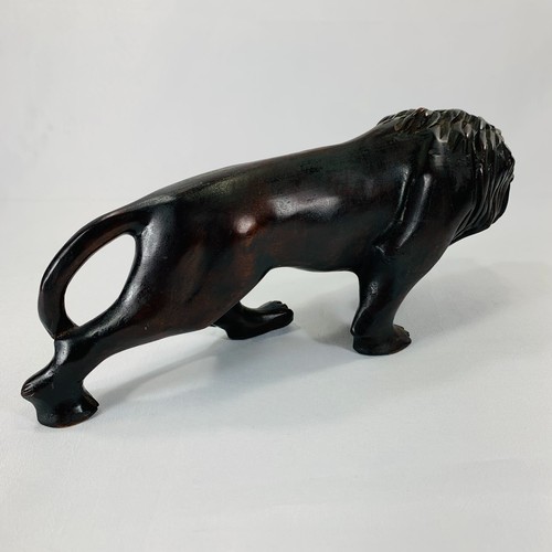 Hand Carved Vintage Smooth Wood Lion Statue Figure 12” - Picture 3 of 17