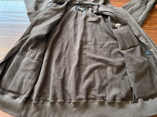 10 Deep Brown 3 Pocket Mens 2XL Full Zip Toggle Button Vented Hoodie Jacket Coat - Picture 15 of 19