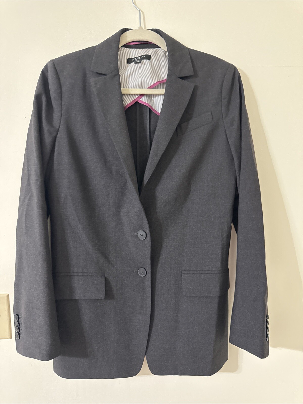 Ann Taylor Blazer Jacket 95% Virgin Wool Charcoal Gray Women's Size 6