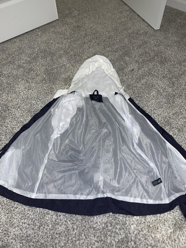 Women's 2XL US Polo Assn. White Navy Full Zip Windbreaker Pockets Hooded - Picture 5 of 6
