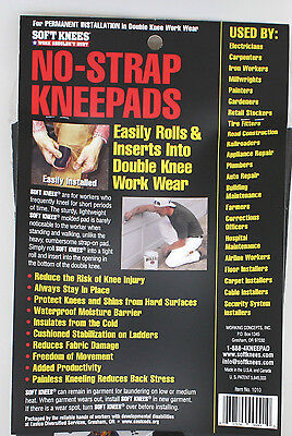 SoftKnees Strapless Knee Pad Inserts fit Carhartt, wash/dry unlike