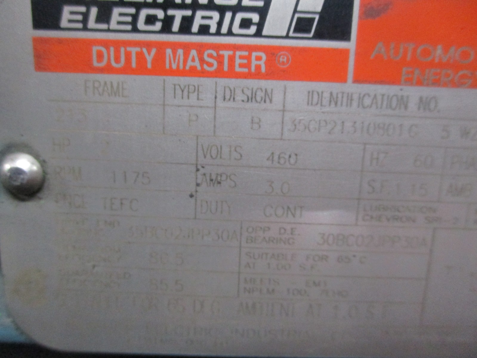 Reliance AC Motor w/ ClutchBrake P21C3108D 2HP 1200RPM FR213 ENCL