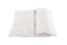 Unisex Luxury 100% Cashmere Baby Blanket - 'White' - Hand Made in Scotland by...