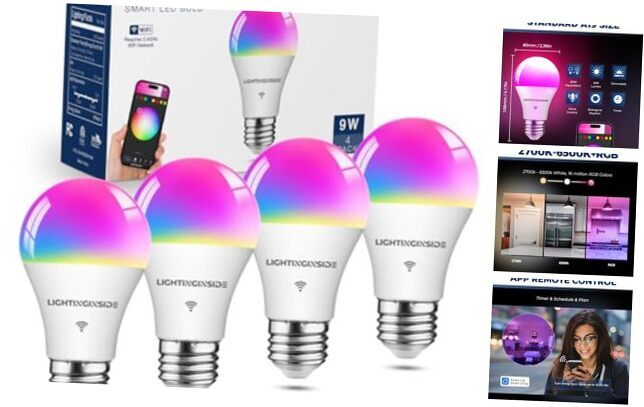 Smart Light Bulbs 60W Equivalent, WiFi Smart Bulb Compatible with 800LM-4PACK-image