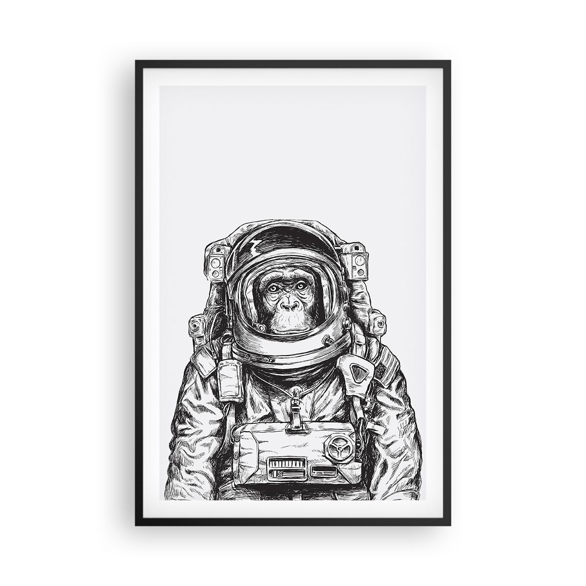 Poster 61x91cm Scimpanzé astronauta disegno Stampe Immagini Quadri Murale