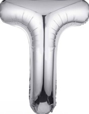 40 Inch, Single Silver Letter T Balloons Aluminum Hanging Foil