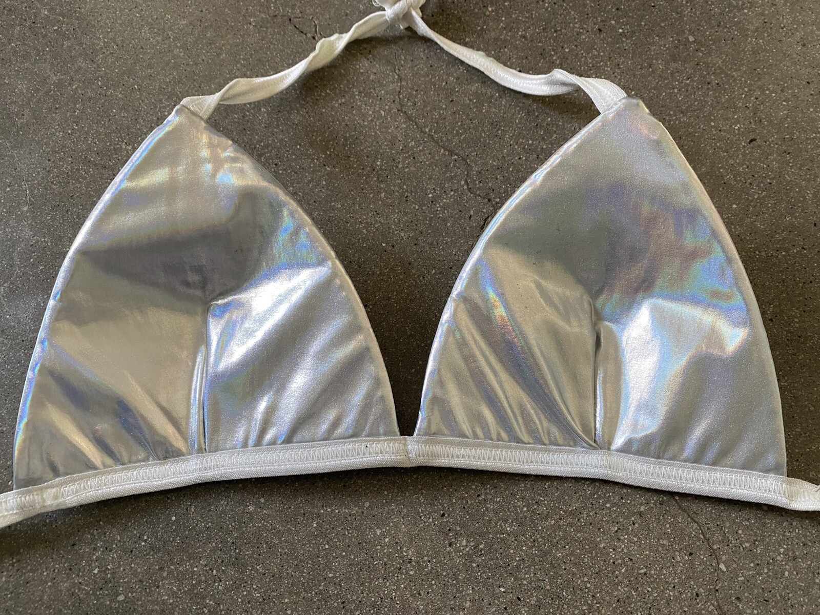 Silver Iridescent triangle string bikini top wome… - image 5