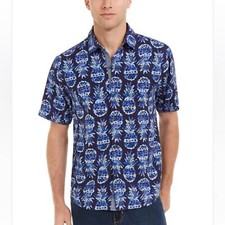 Tommy Bahama Men's Pineapple Party Blue Silk Camp Shirt Sz XL Hawaiian