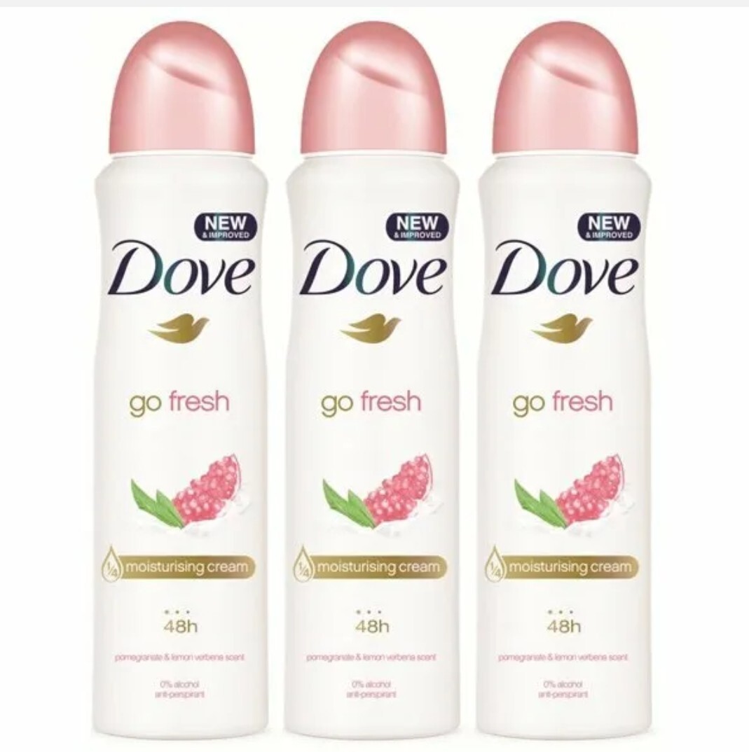 Dove Go Fresh Deodorant & Body Spray 48H FRESH 150ml 3 Pack