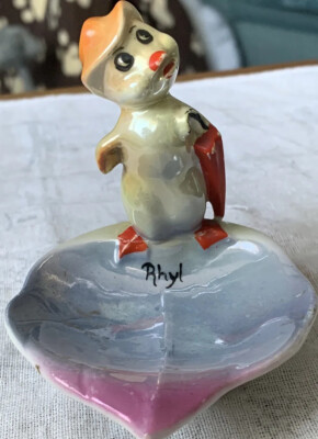 Vintage Keramik Glanz Entlein Pin Schale. Markiert Ausland. Gemarkt Rhyl. Sehr guter Zustand.