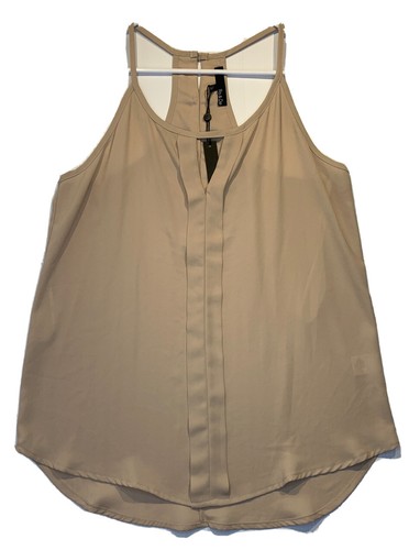 Ro & De Shear Blouse Sleeveless Razorback Keyhole Beige/Tan Women’s ...