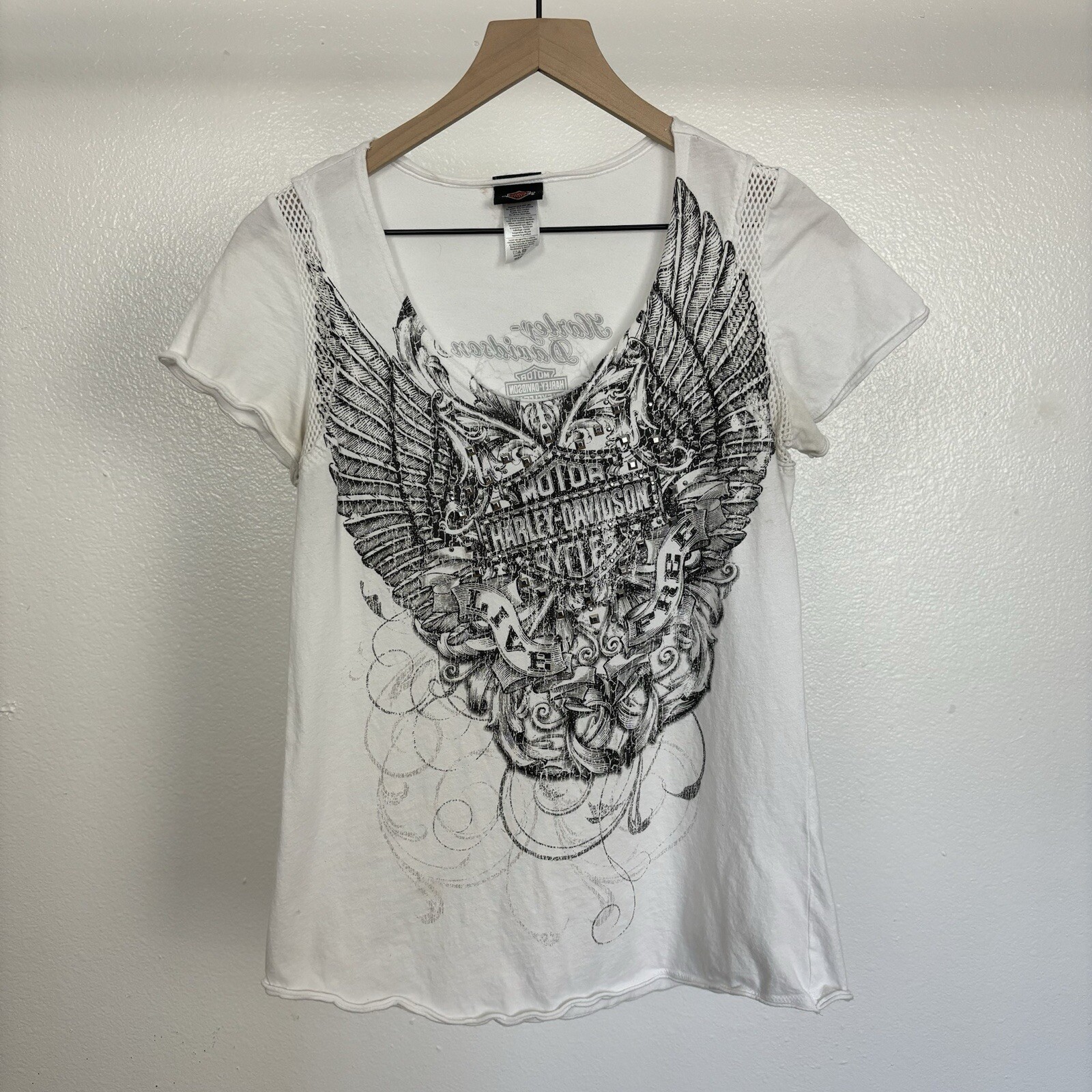 Harley Davidson Y2K Studded Rhinestone Womens Tee Medium