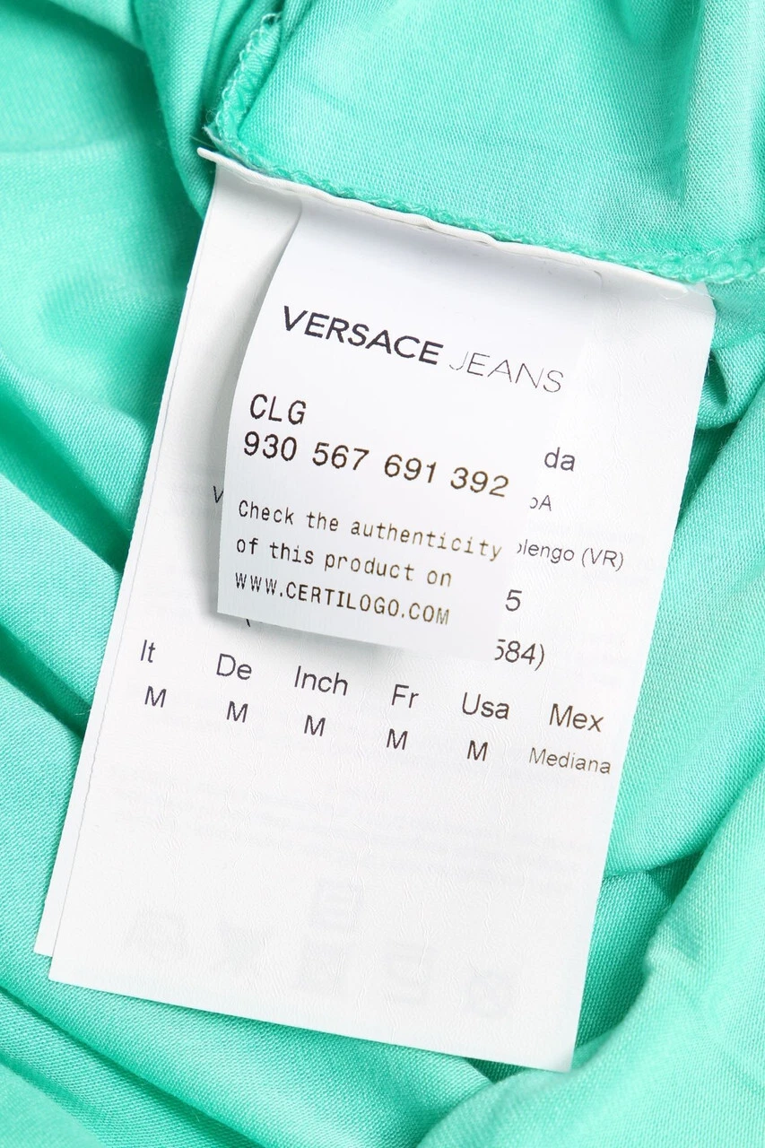Abito VERSACE JEANS Stampa M verde smeraldo nero NUOVO