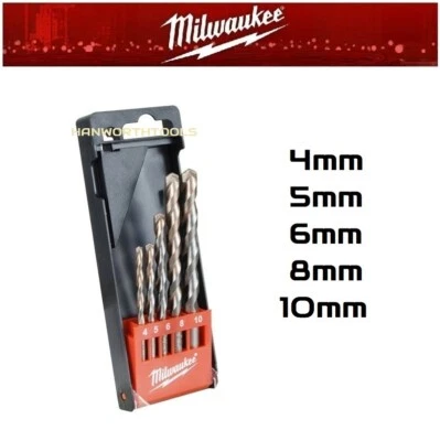 Milwaukee Masonry Drill Bit Set x5 Carbide Bits Brick Stone Concrete 4932480157