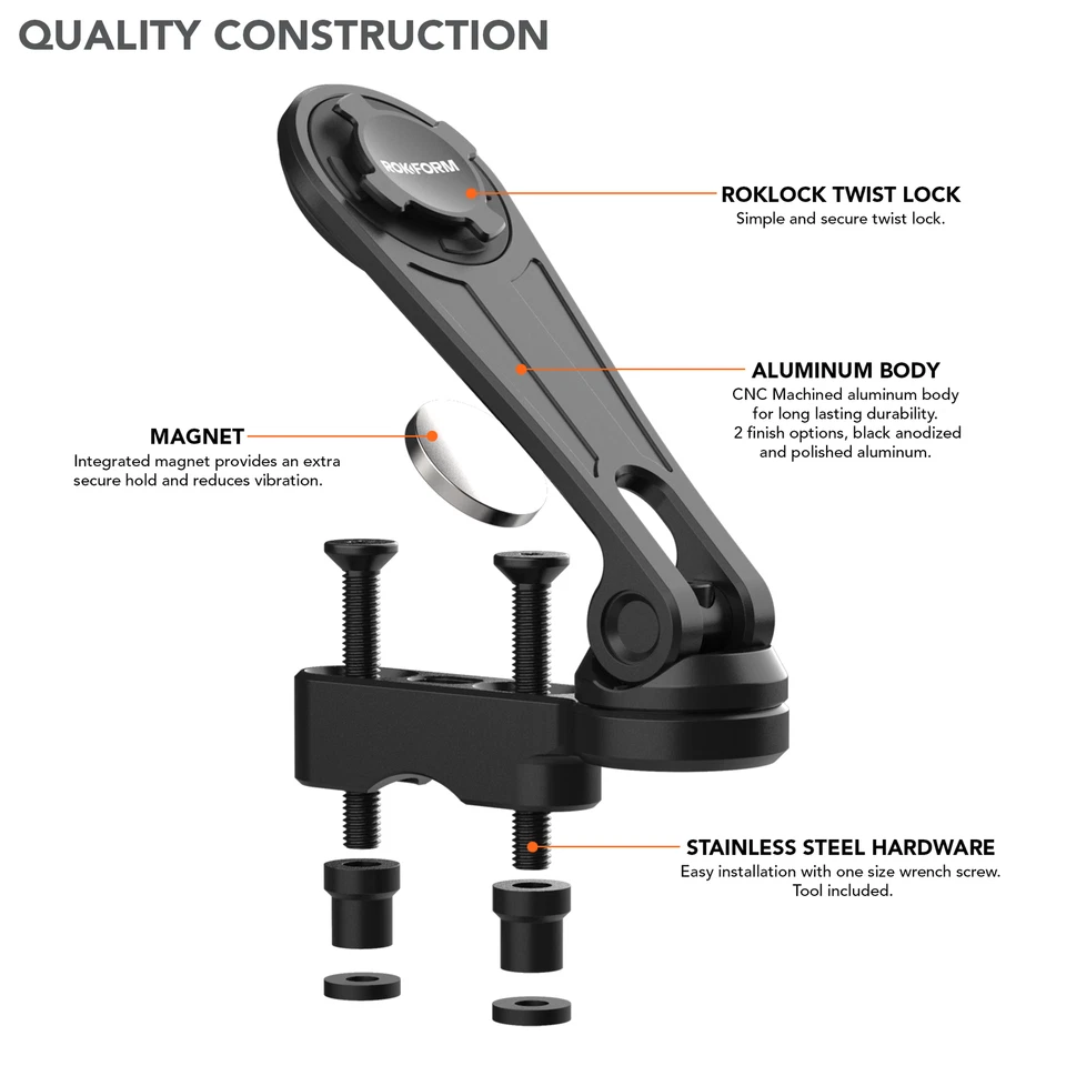 Rokform Motorcycle Perch Phone Mount for Harley Davidson, Metric, Indian Cruiser - Image 2 of 4