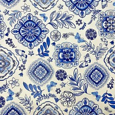 Wachstuch Tischdecke floral blau weiss K&uuml;chenmuster B3013-01 eckig rund oval