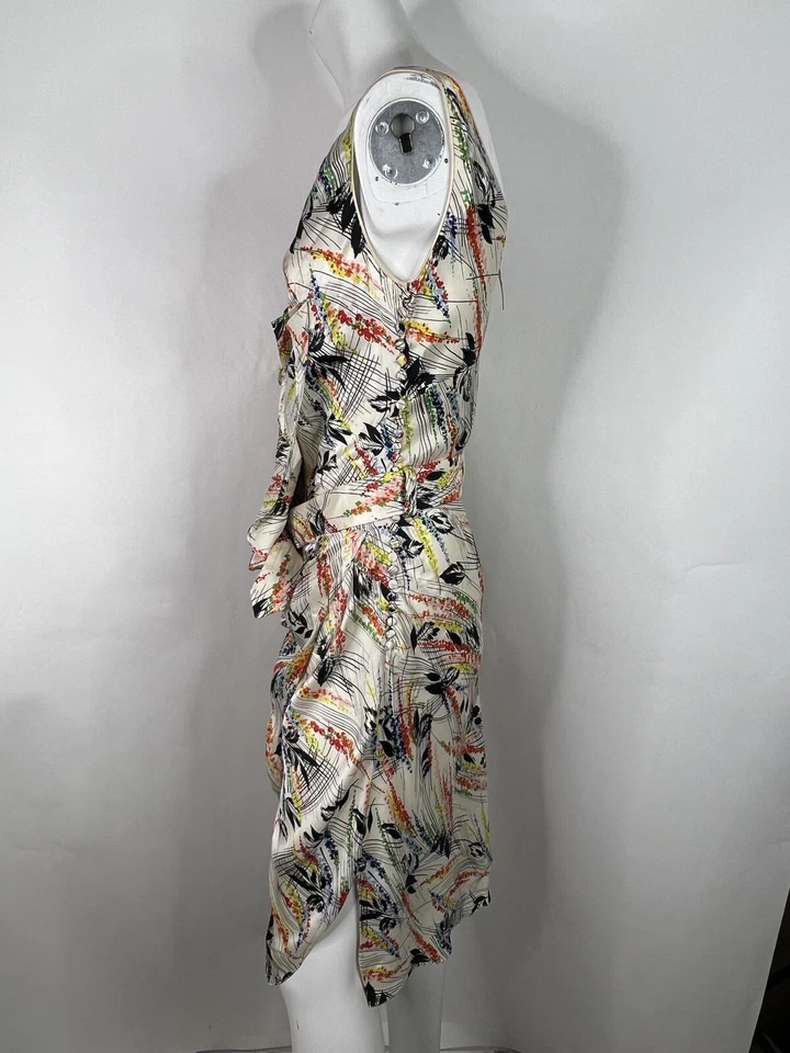 VESTIDO DE SEDA ESTAMPADO MULTICOLOR BLANCO JOHN GALLIANO 2003 38 S De Colección Foto 2 de 4