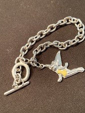 Tinkerbell Charm Bracelet Disney Silver Tone Vintage