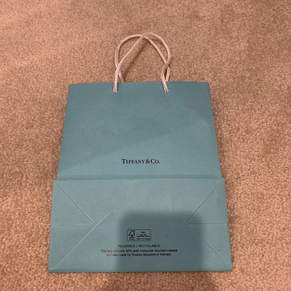 Tiffany & Co Turquoise Authentic Paper Gift Shopping Bag Handle 9.75" X 8" X 4" - Image 2 of 4